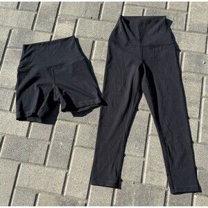 2 Pack Yogalicious Lux Everyday 5” Short AND Crop Tight Legging Black NWOT XS
